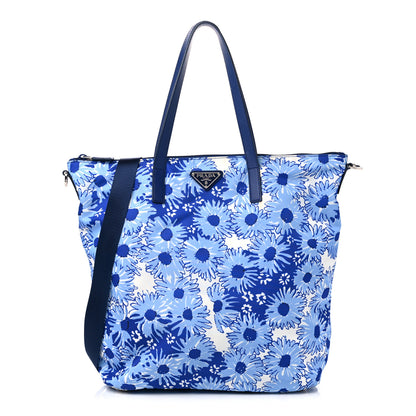 Prada Tessuto Nylon Saffiano Floral Print Tote Baltico Dis Primule 1 of 12
