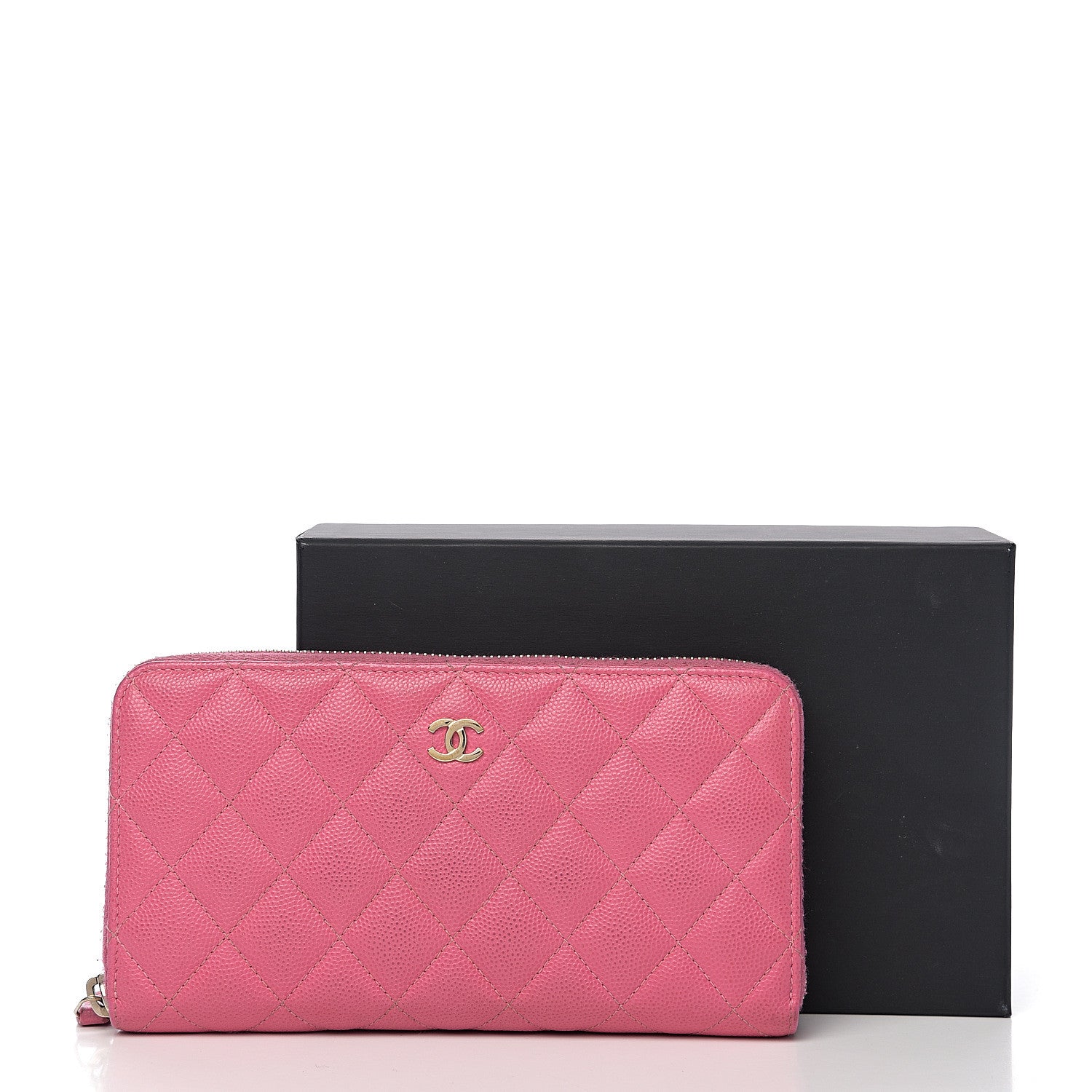 Chanel Caviar Quilted Large Gusset Zip Around Wallet Pink 10 of 10