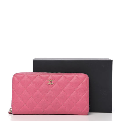 Chanel Caviar Quilted Large Gusset Zip Around Wallet Pink 10 of 10