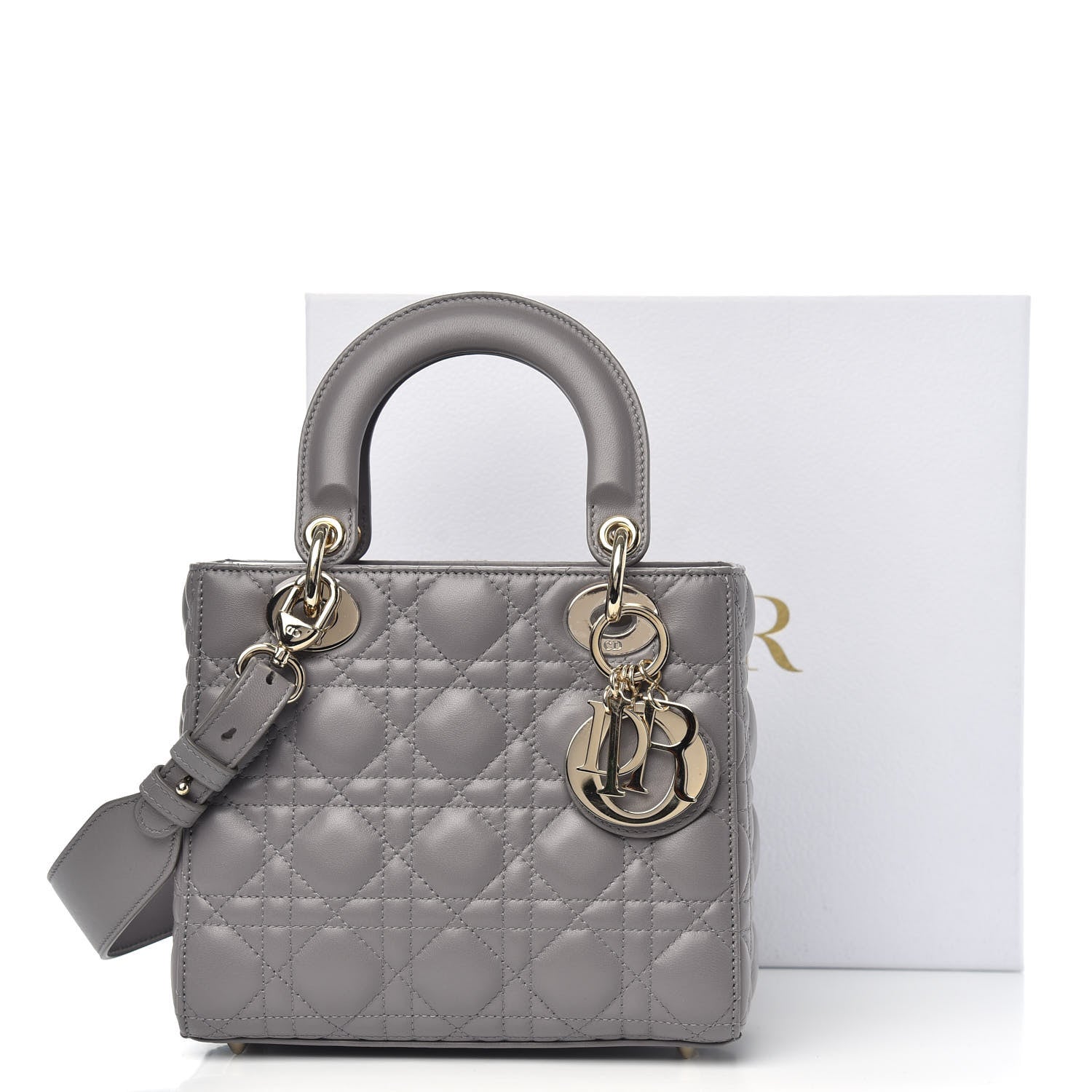 Christian Dior Lambskin Cannage Small My ABCDior Lady Dior Grey 9 of 9
