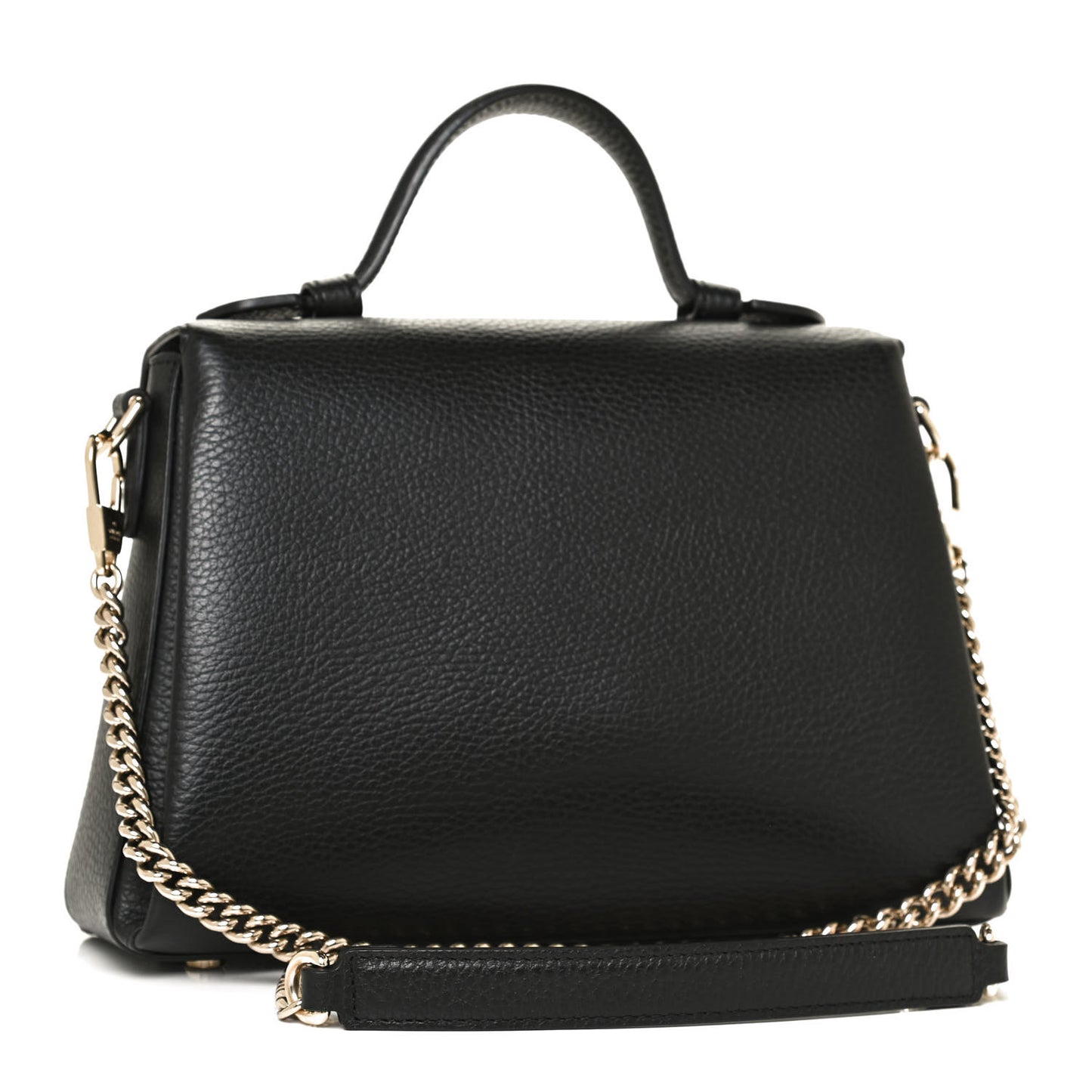 Dollar Calfskin Interlocking G Top Handle Shoulder Bag Black