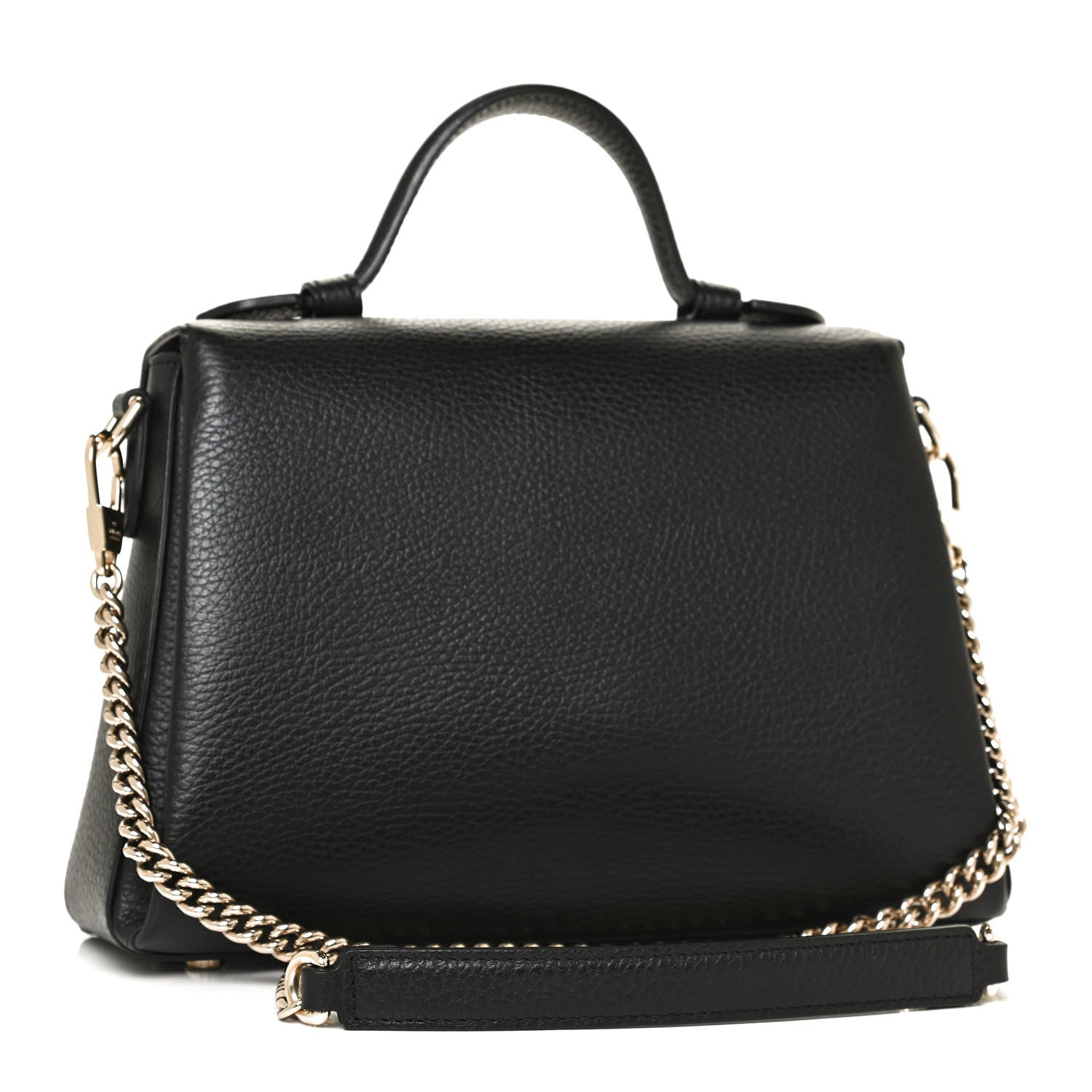 Gucci Dollar Calfskin Interlocking G Top Handle Shoulder Bag Black 3 of 11