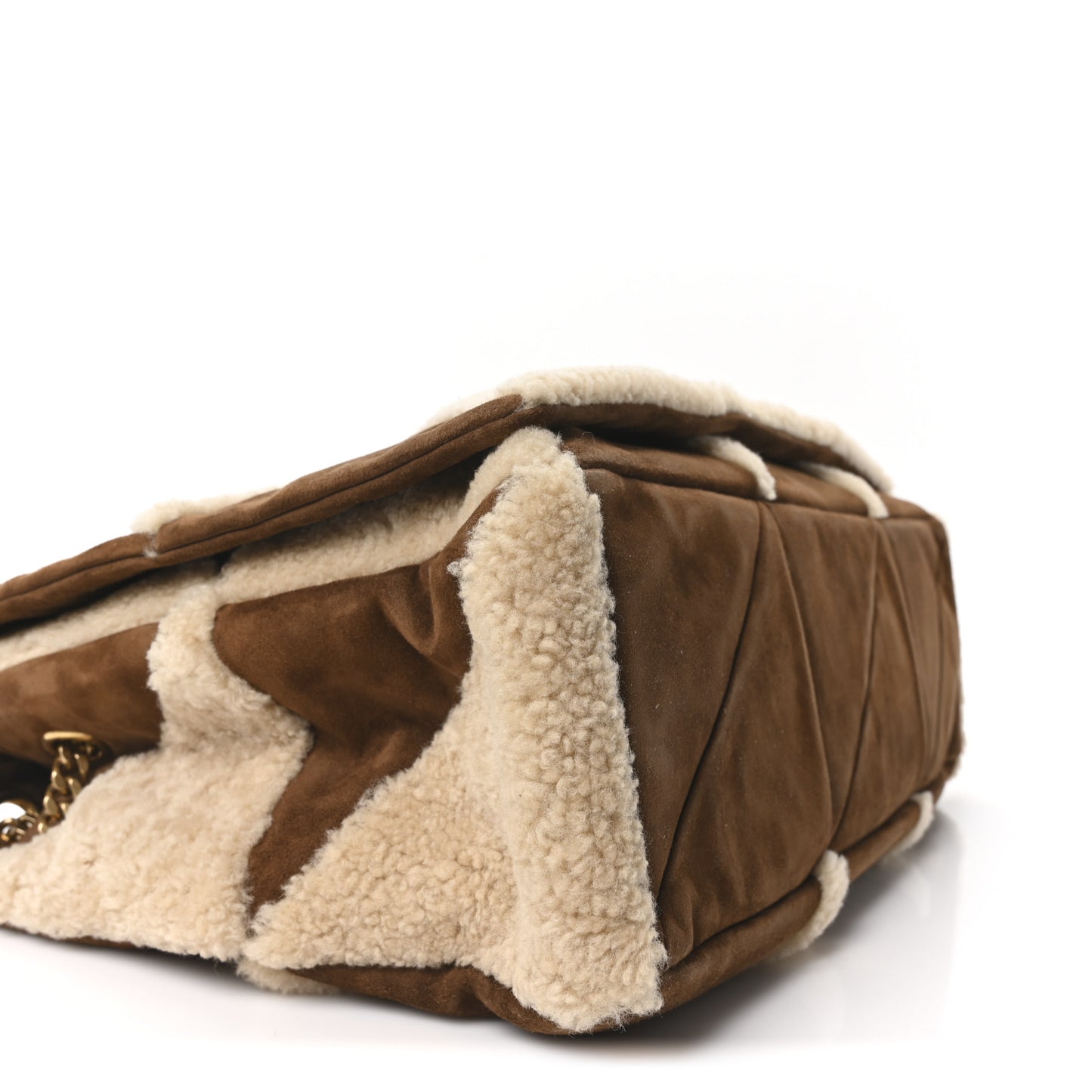 Suede Shearling Patchwork Monogram Giant Jamie Brown Beige