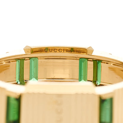 Gucci 18K Yellow Gold Green Tourmaline 6mm Link to Love Ring 54 6.75 6 of 7