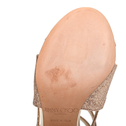 Jimmy Choo Metallic Nappa Glitter Leslie 110 Sandals 36 Gold 8 of 13