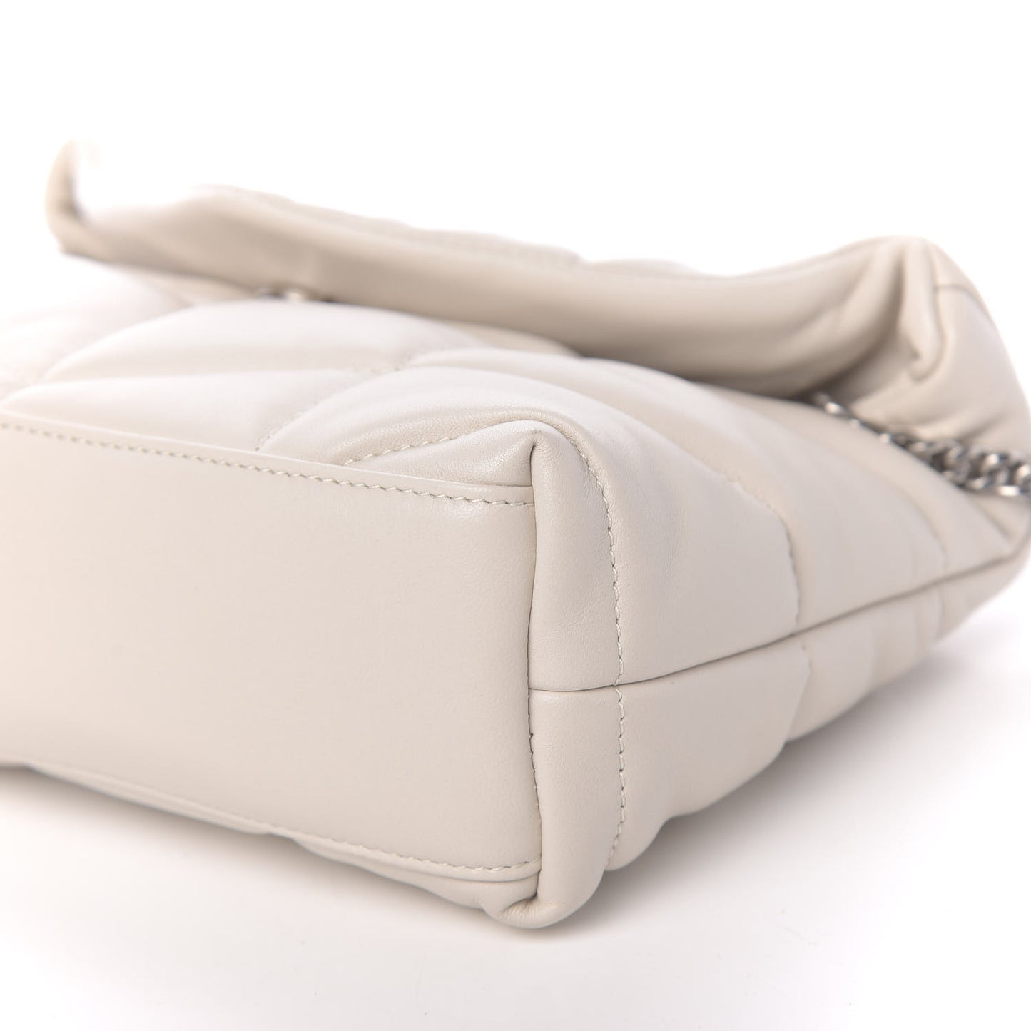 Lambskin Quilted Toy Loulou Puffer Monogram Chain Satchel Crema Soft