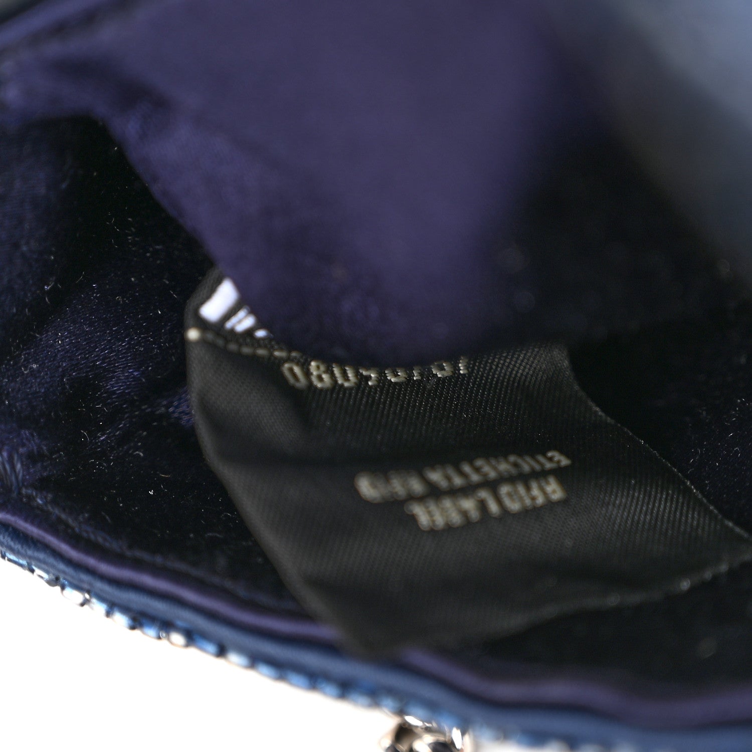 Fendi Sequin Paillettes Vitello Grace Striped Mini Baguette Dark Blue Lunai 7 of 10