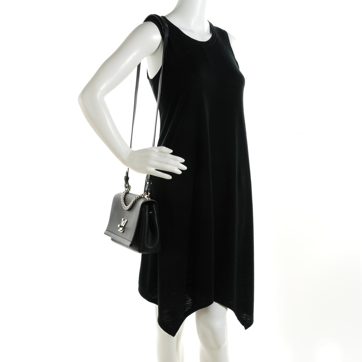 Louis Vuitton Calfskin Lockme II Chain Bag BB Black 2 of 7