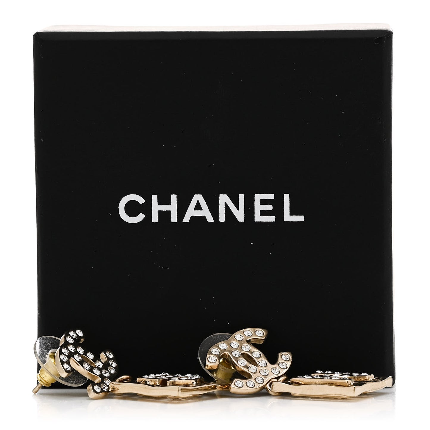 Crystal CC No 5 Drop Earrings Gold