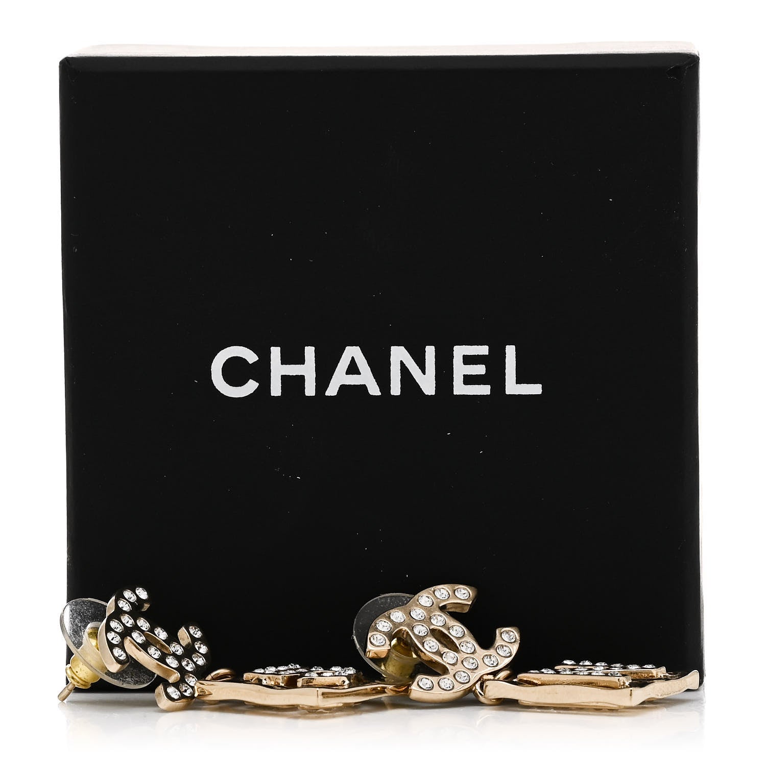 Chanel Crystal CC No 5 Drop Earrings Gold 5 of 5