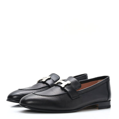 Hermes Goatskin Womens Paris Loafers 36 Black 3 of 9