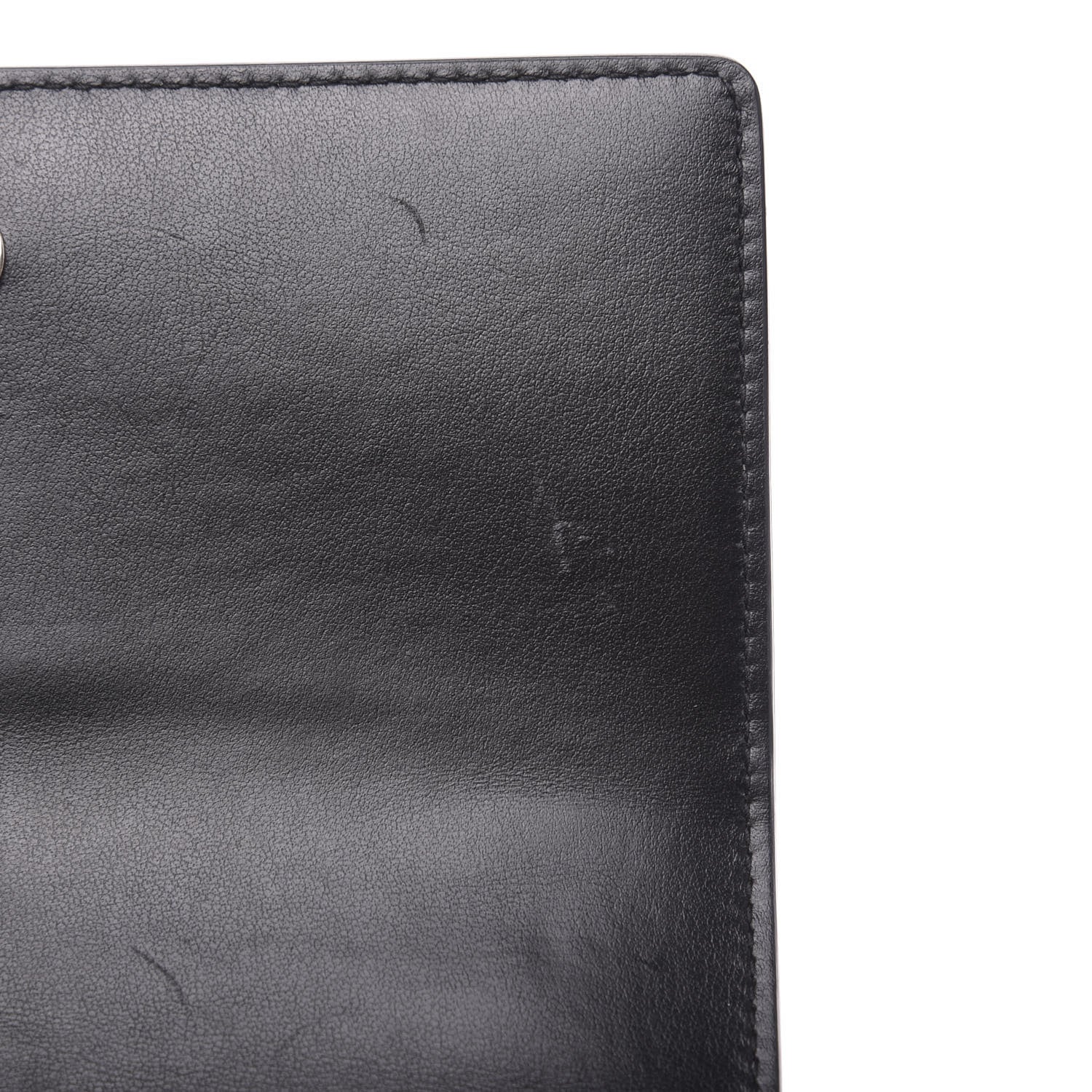 Saint Laurent Calfskin Crocodile Embossed Monogram Sunset Chain Wallet Black 6 of 8
