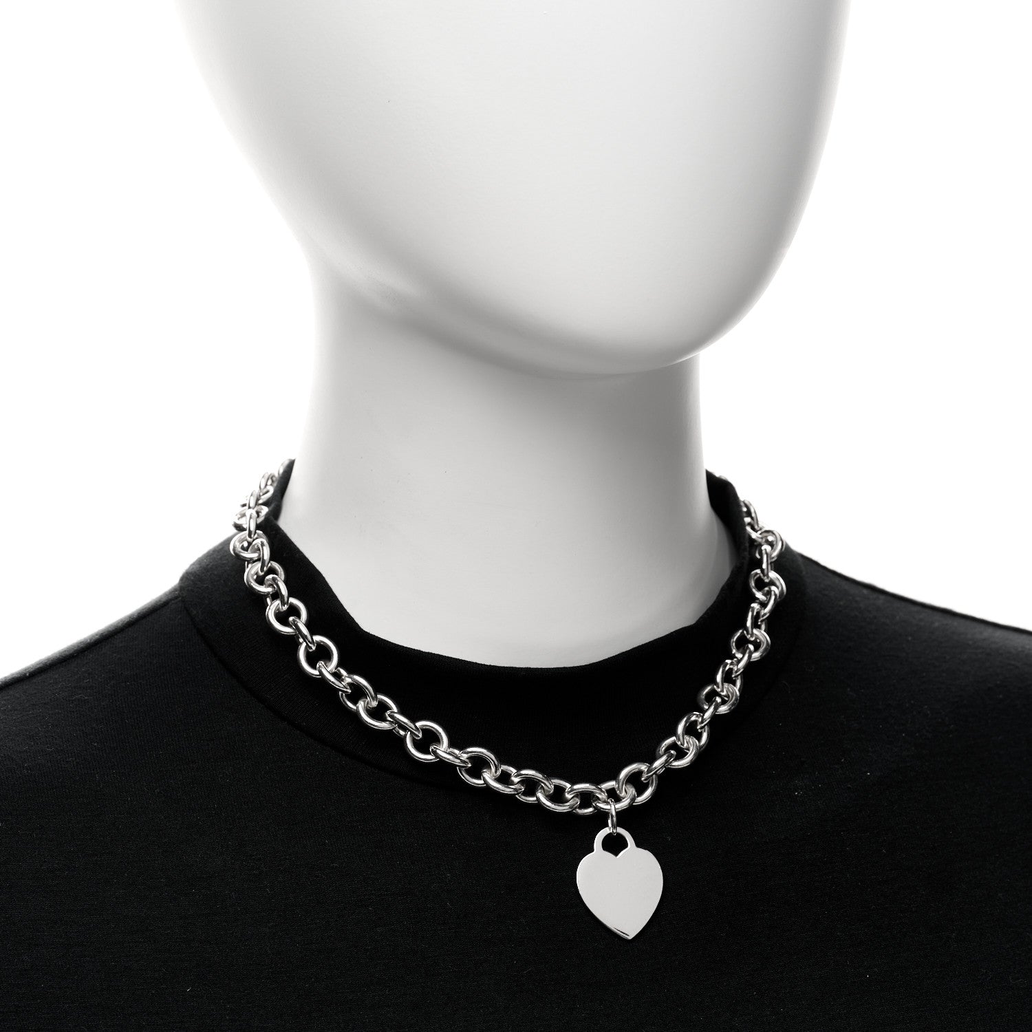 Tiffany Sterling Silver Heart Tag Pendant Necklace 2 of 5