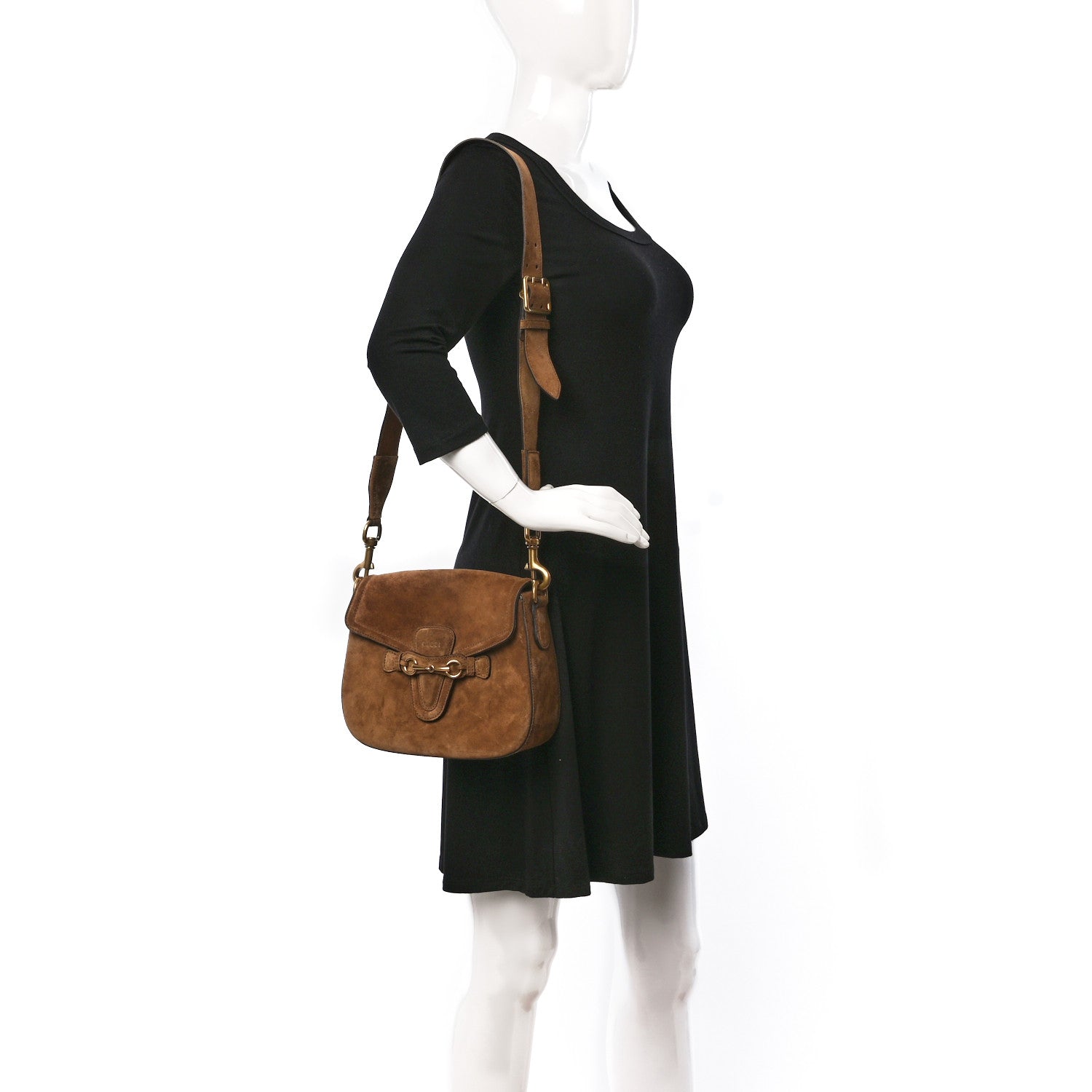 Gucci Suede Medium Lady Web Shoulder Bag New Marron 2 of 9