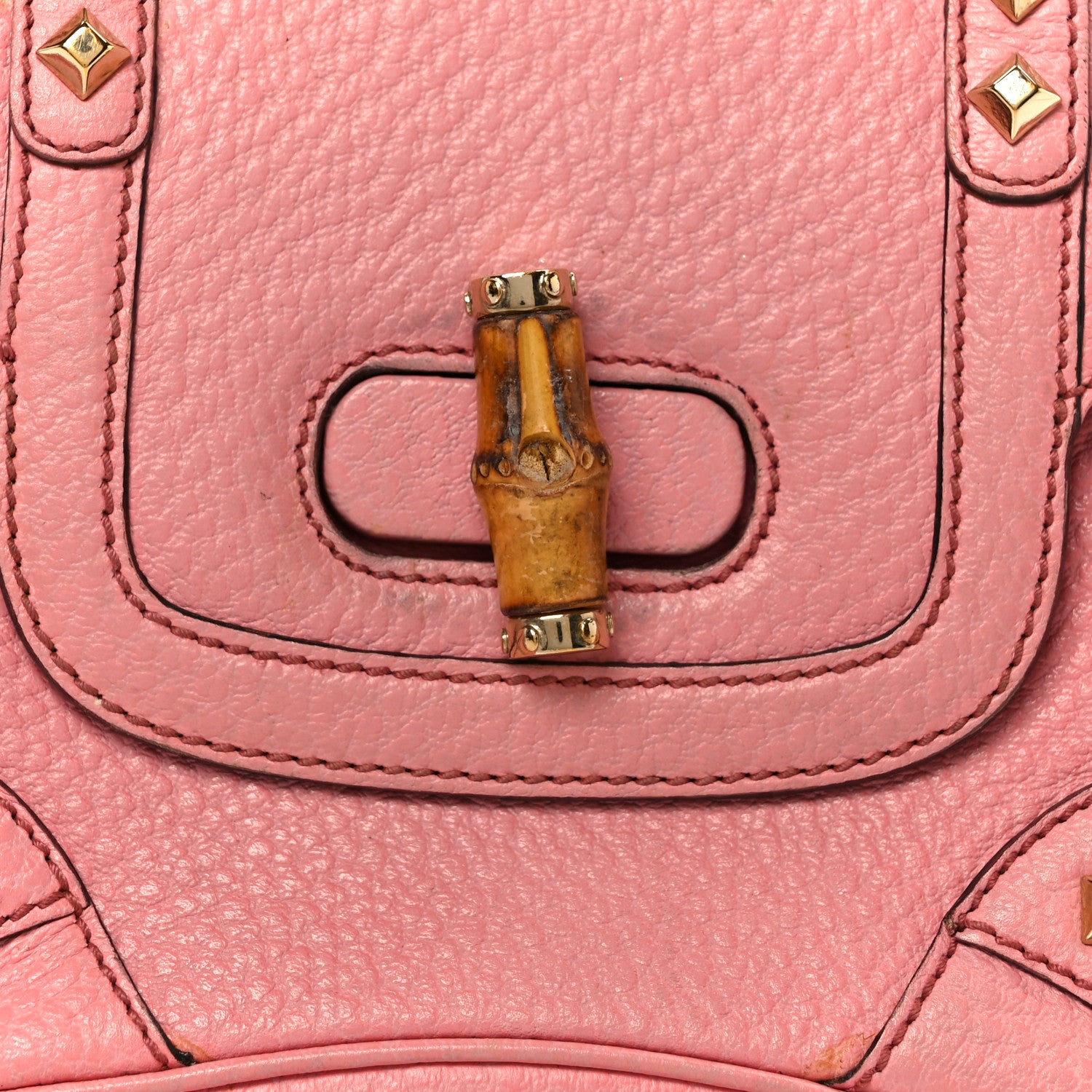 Gucci Calfskin Bamboo Top Handle Bag Pink 8 of 10