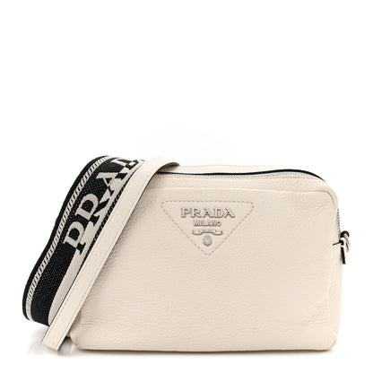 Prada Vitello Daino Soft Medium Double Zip Shoulder Bag White 1 of 17