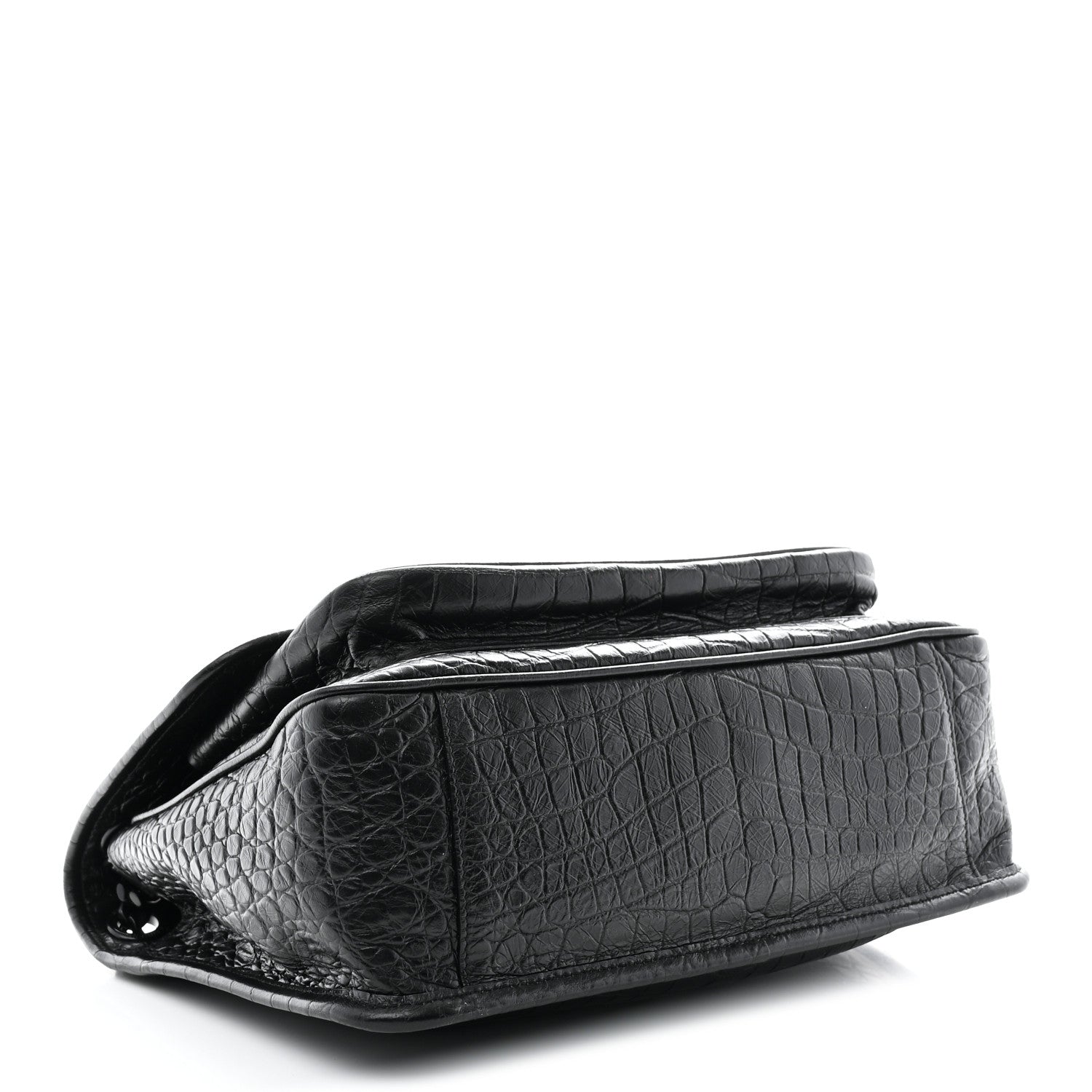 Saint Laurent Crocodile Embossed Lambskin Monogram Medium Niki Chain Satchel Black 4 of 10