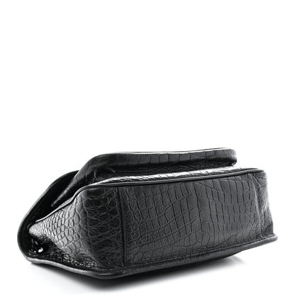 Saint Laurent Crocodile Embossed Lambskin Monogram Medium Niki Chain Satchel Black 4 of 10