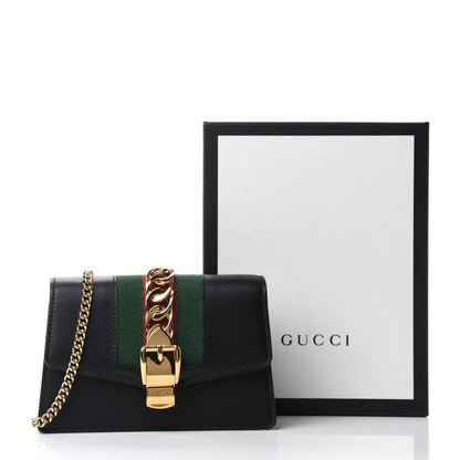 Gucci Calfskin Super Mini Sylvie Chain Shoulder Bag Black 11 of 11