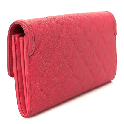 Chanel Caviar Quilted Large Filigree Gusset Flap Wallet Pink 3 of 9