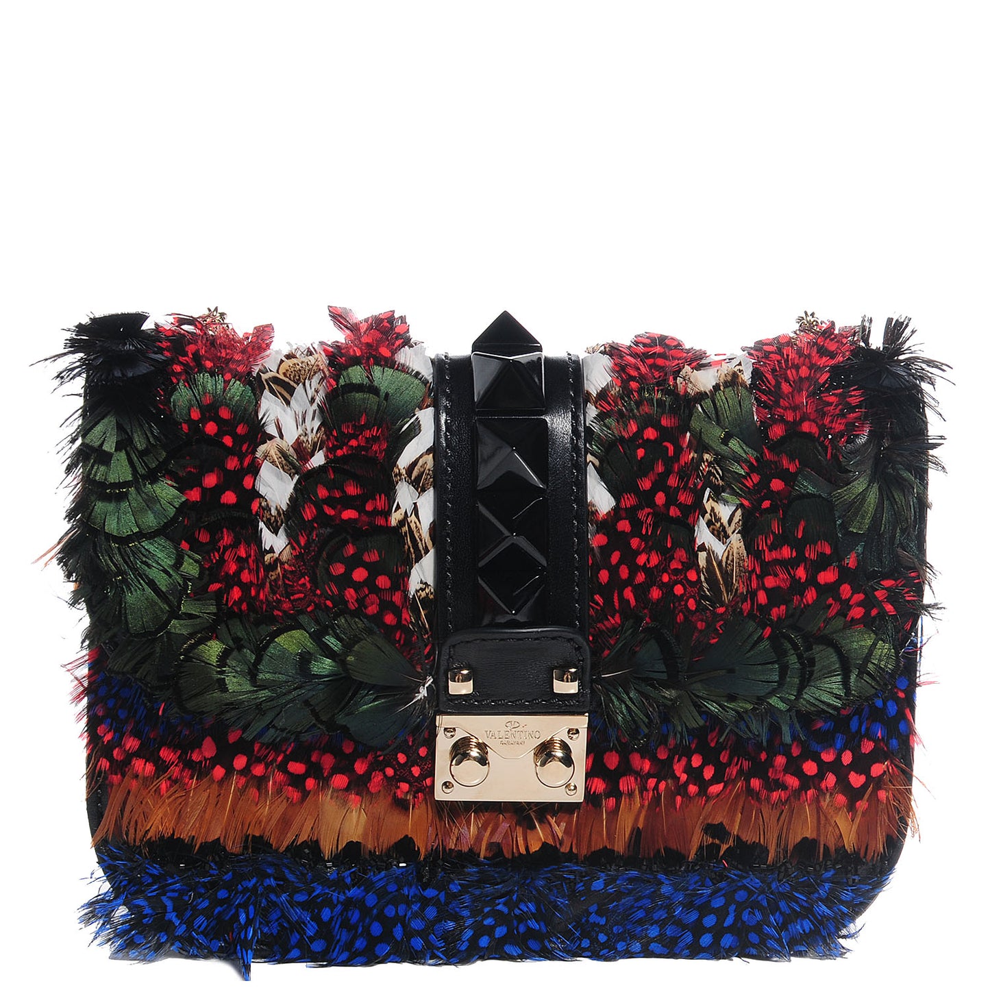 Feather Small Glam Lock Rockstud Flap Multicolor