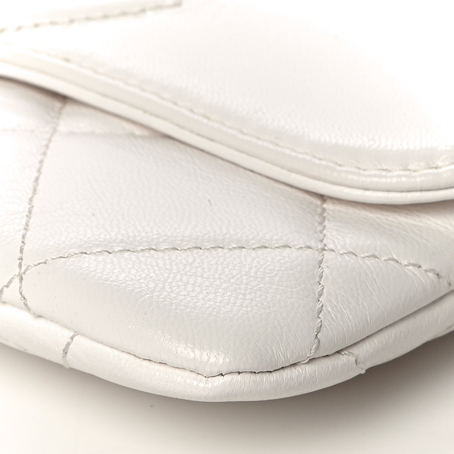 Chanel Goatskin Quilted Timeless CC Clutch White 9 of 17