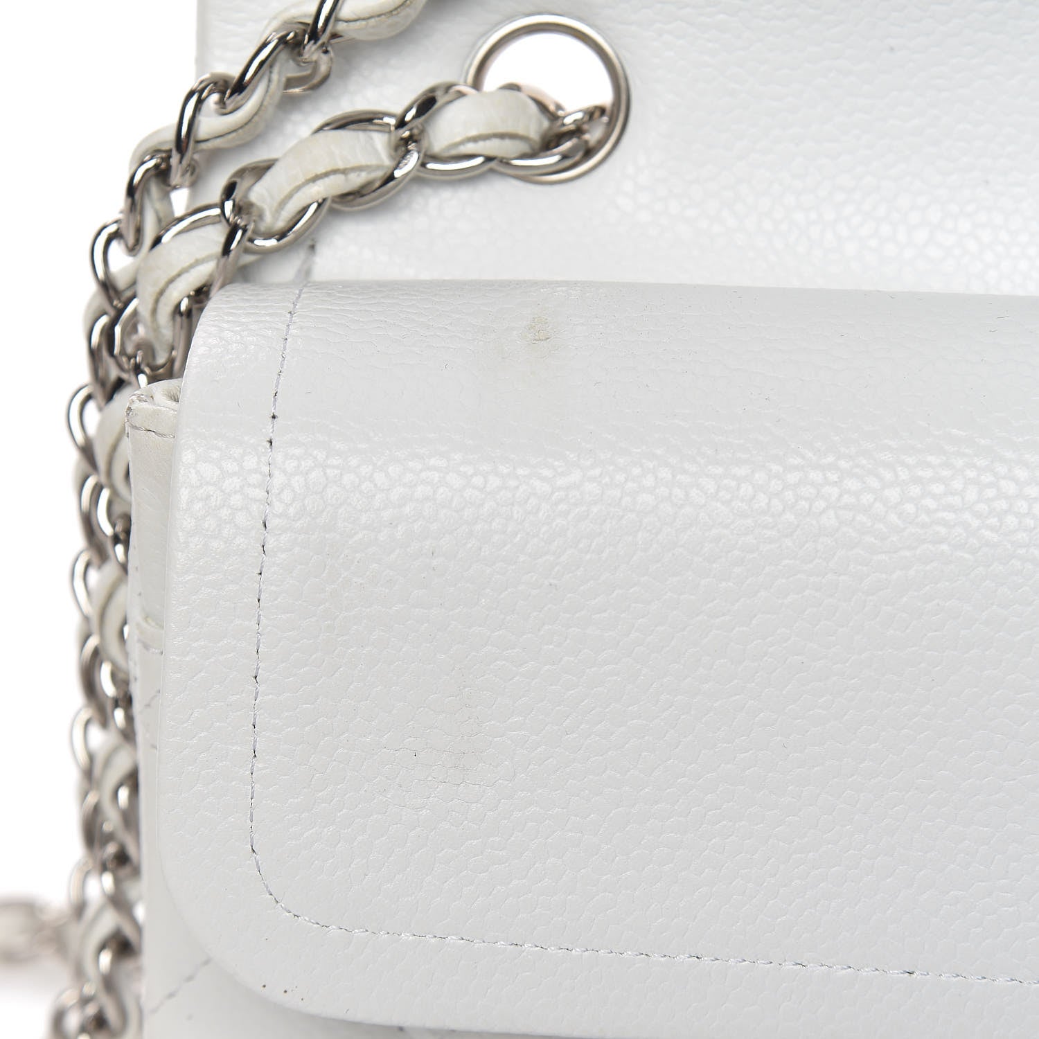 Chanel Caviar Quilted Medium Double Flap White 14 of 19