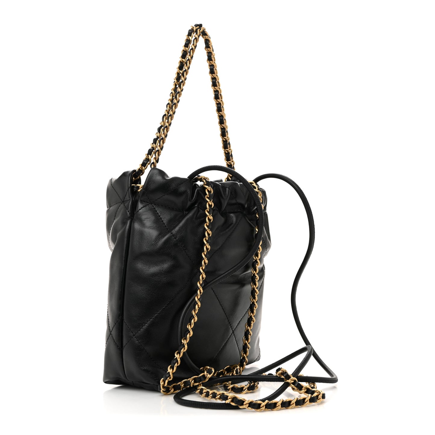 Shiny Calfskin Quilted Mini Chanel 22 Black