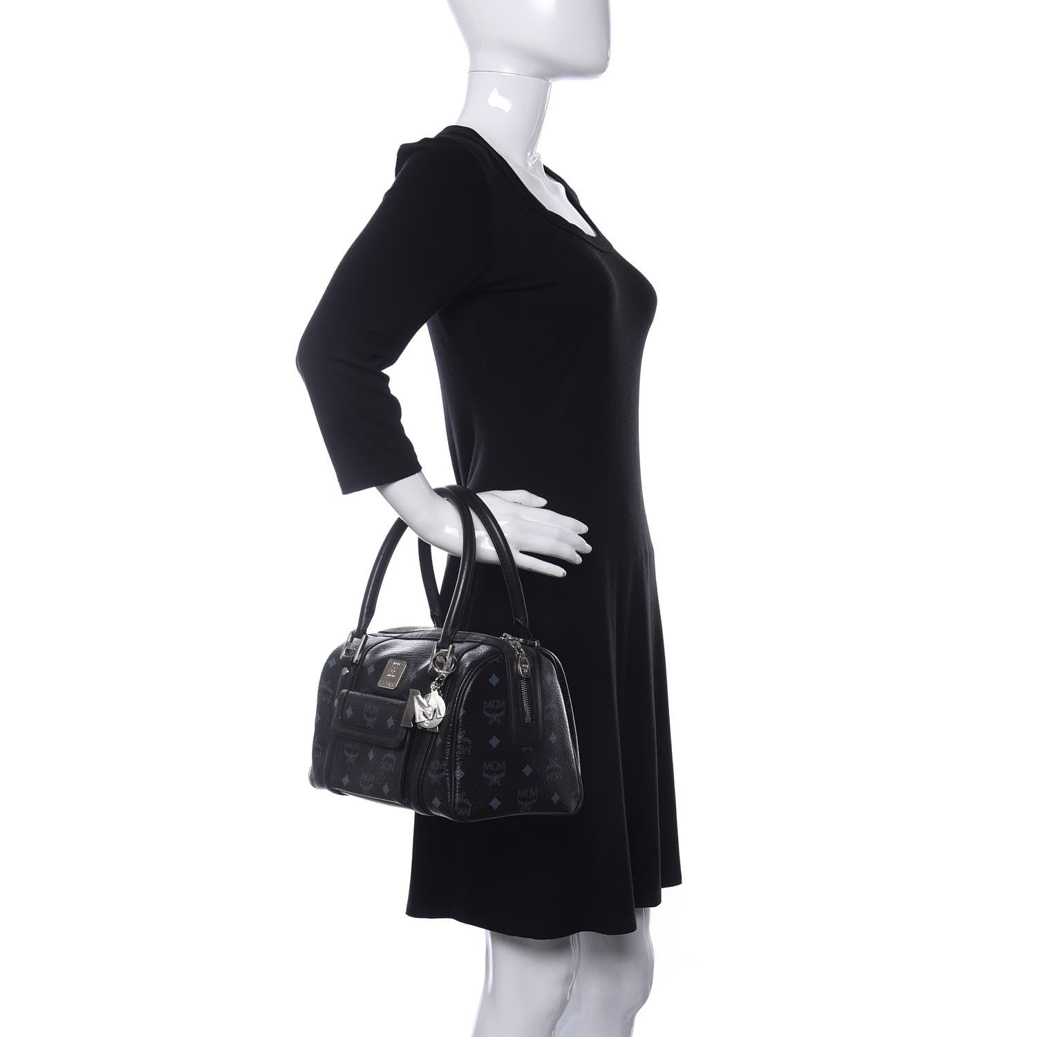 MCM Visetos Small Boston Bag Black 2 of 11