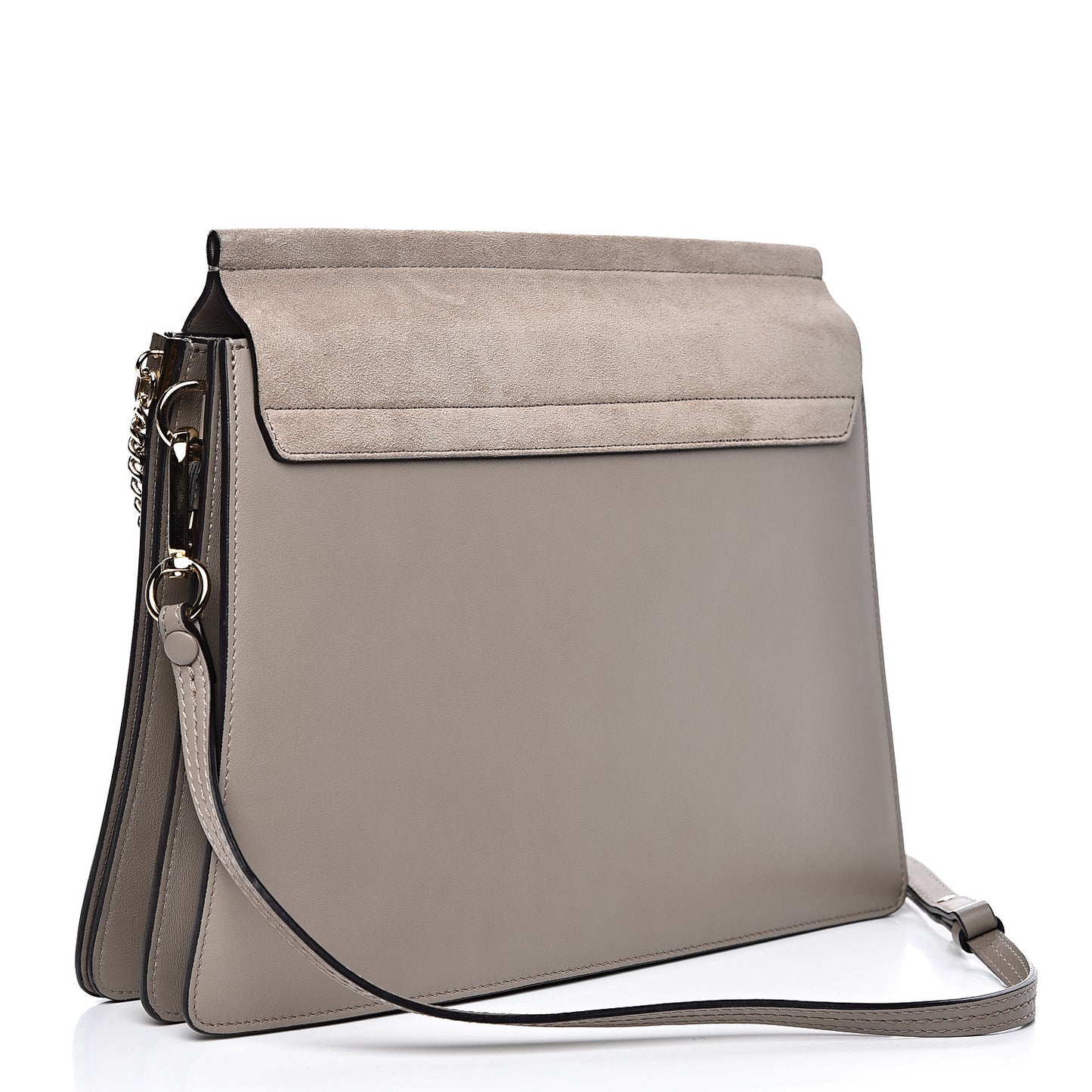 Calfskin Suede Medium Faye Shoulder Bag Motty Grey