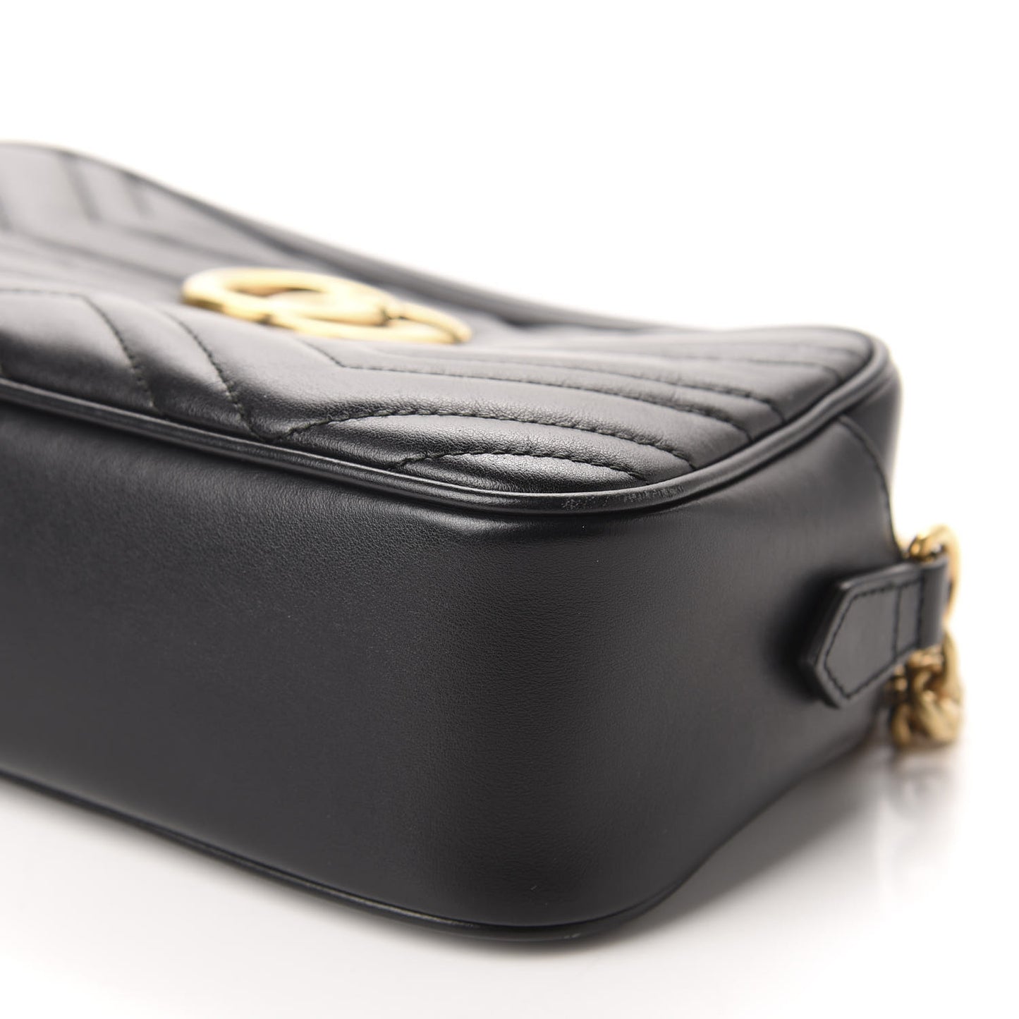 Calfskin Matelasse Small GG Marmont Chain Shoulder Bag Black