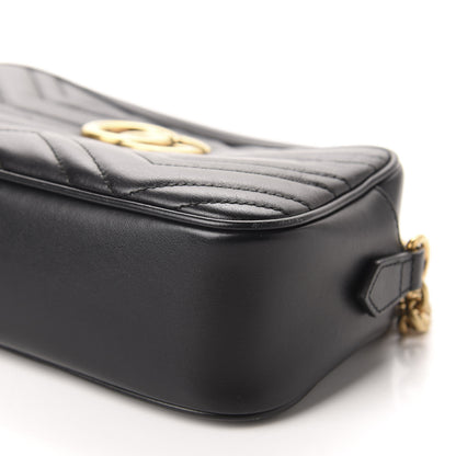 Gucci Calfskin Matelasse Small GG Marmont Chain Shoulder Bag Black 7 of 13