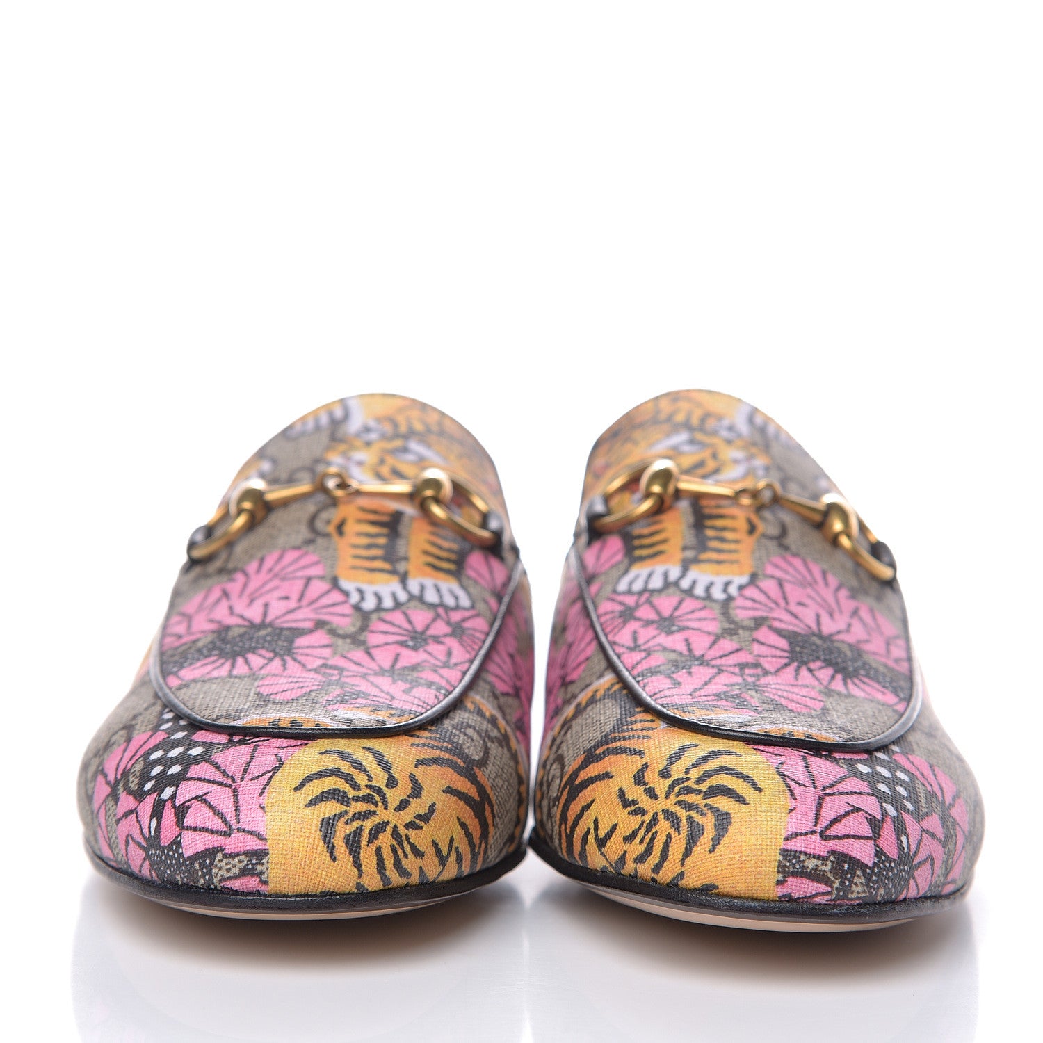 Gucci GG Supreme Monogram Bengal Womens Princetown Slippers 36 Beige Crop Pink 2 of 9