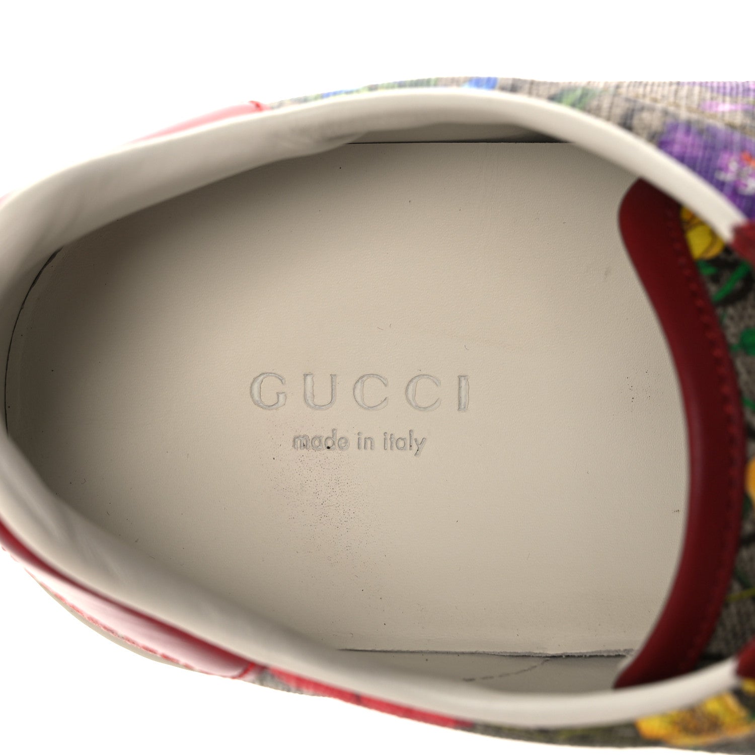 Gucci GG Supreme Monogram Flora Web Womens Ace Sneakers 39.5 Beige Multicolor Rosso 7 of 8
