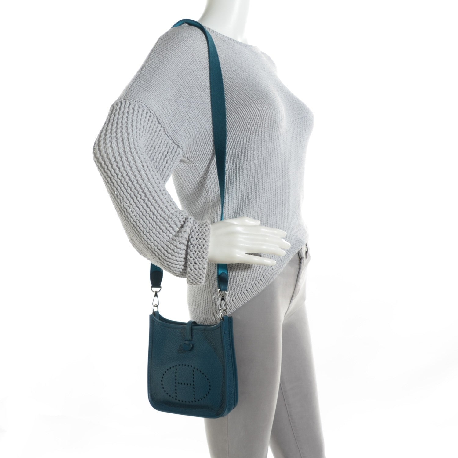 Hermes Taurillon Clemence Evelyne TPM Colvert Turquoise 2 of 9