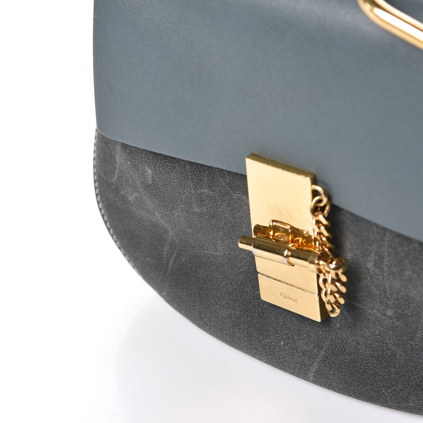 Suede Smooth Calfskin Mini Drew Shoulder Bag Cloudy Blue