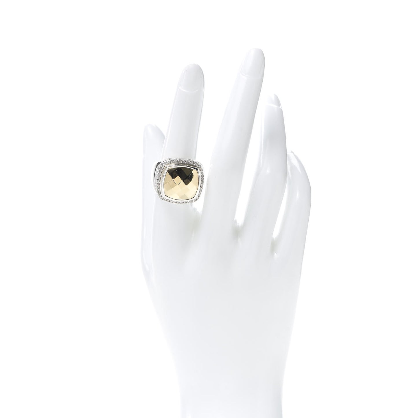 Sterling Silver 18K Yellow Gold Diamond 14mm Albion Statement Ring 54 6.75