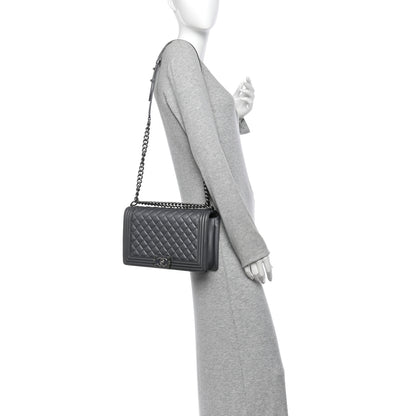 Chanel Metallic Calfskin Quilted New Medium Boy Flap Grey 3 of 19