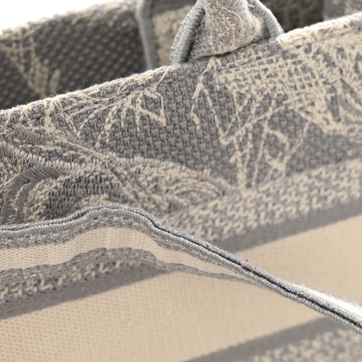 Christian Dior Canvas Embroidered Toile De Jouy Reverse Mini Book Tote With Strap Grey 13 of 14