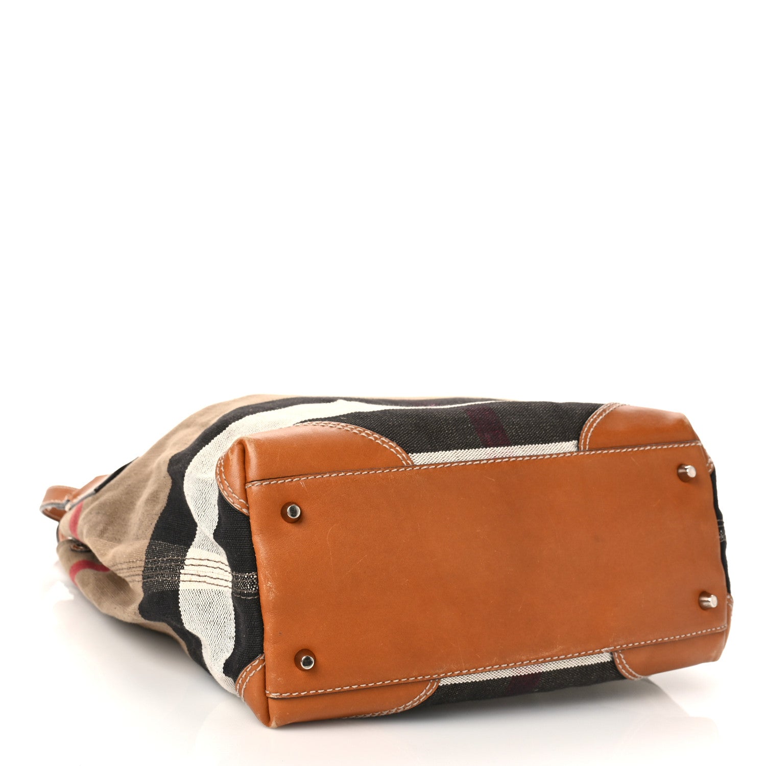 Burberry Canvas Mega Check Medium Ashby Hobo Saddle Brown 5 of 14