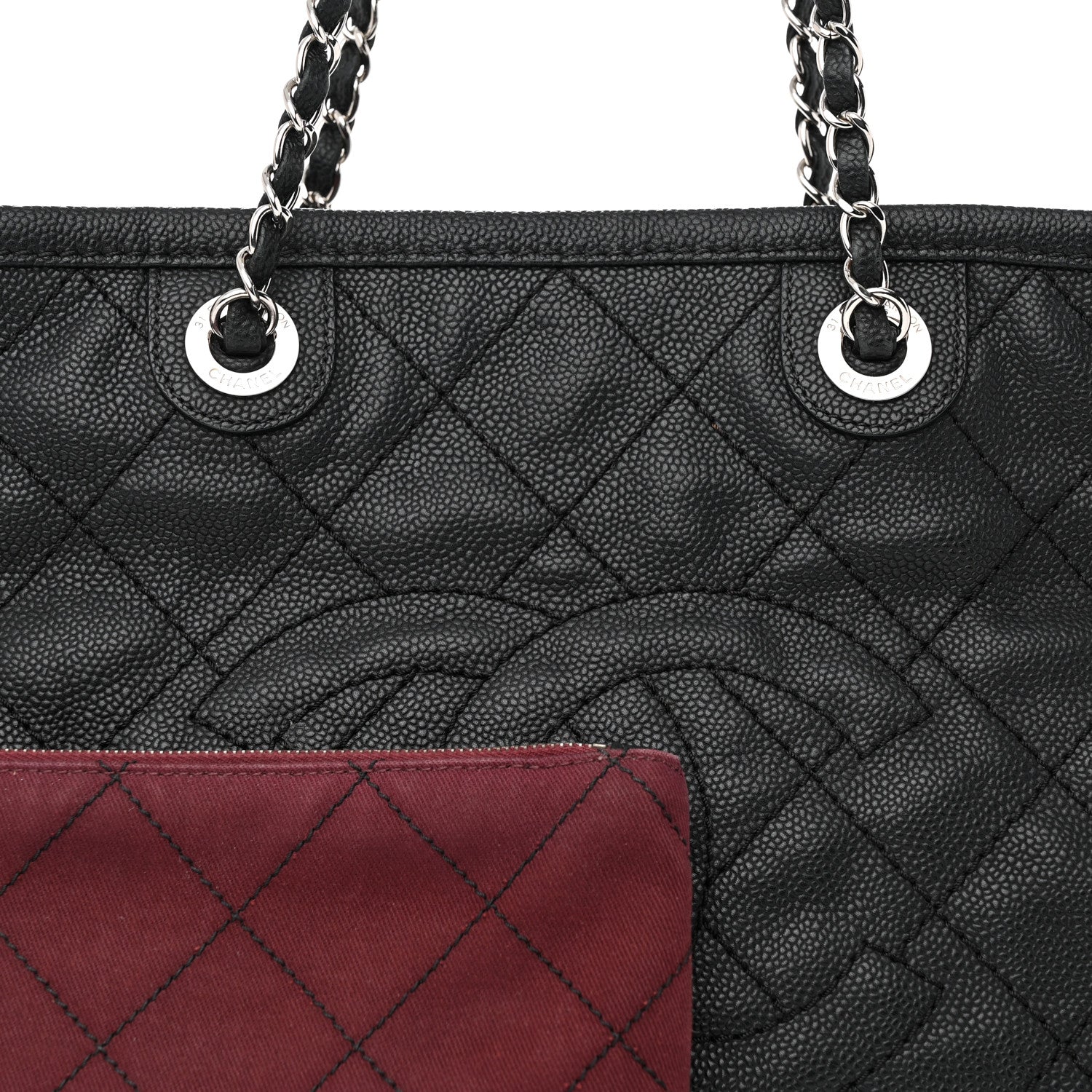 Chanel Grained Calfskin Quilted Small Daily Shopping Tote Black 8 of 19