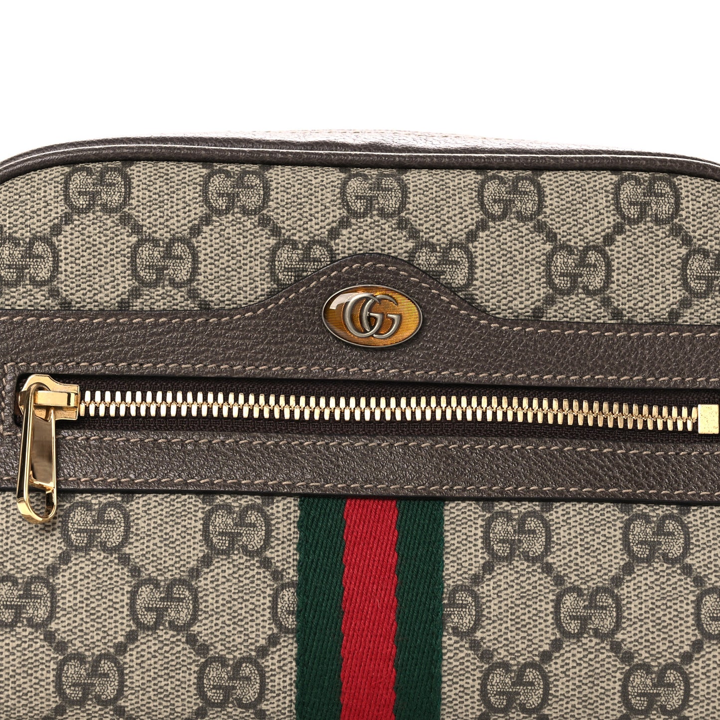 GG Supreme Monogram Web Small Ophidia Belt Bag 75 30 Dark Brown