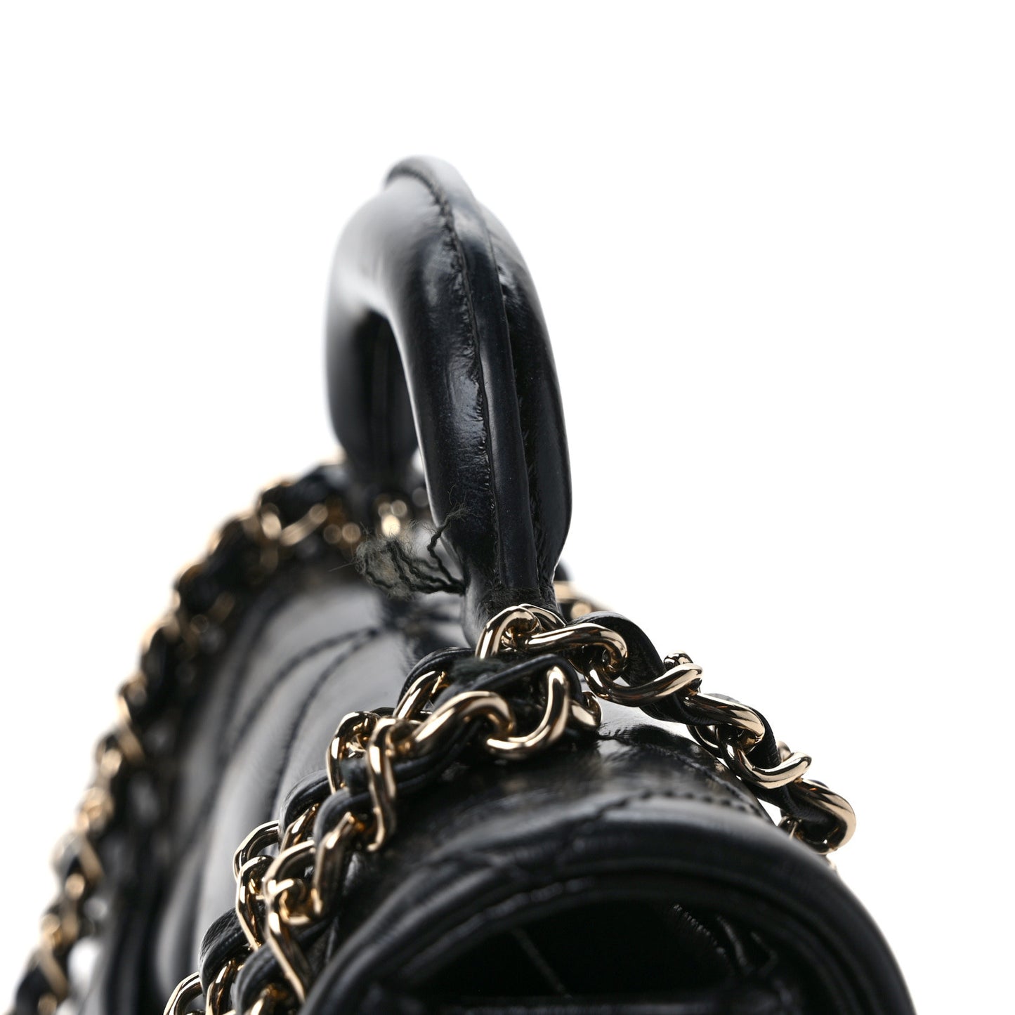 Shiny Lambskin Quilted Mini Coco Trip Flap Bag Black