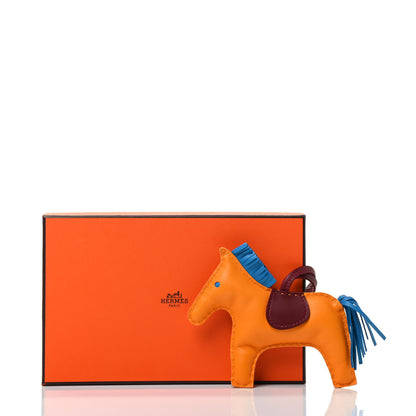 Hermes Milo Lambskin Grigri Rodeo Horse Bag Charm MM Jaune D'Or Bleu Zanzibar Rouge H 4 of 4