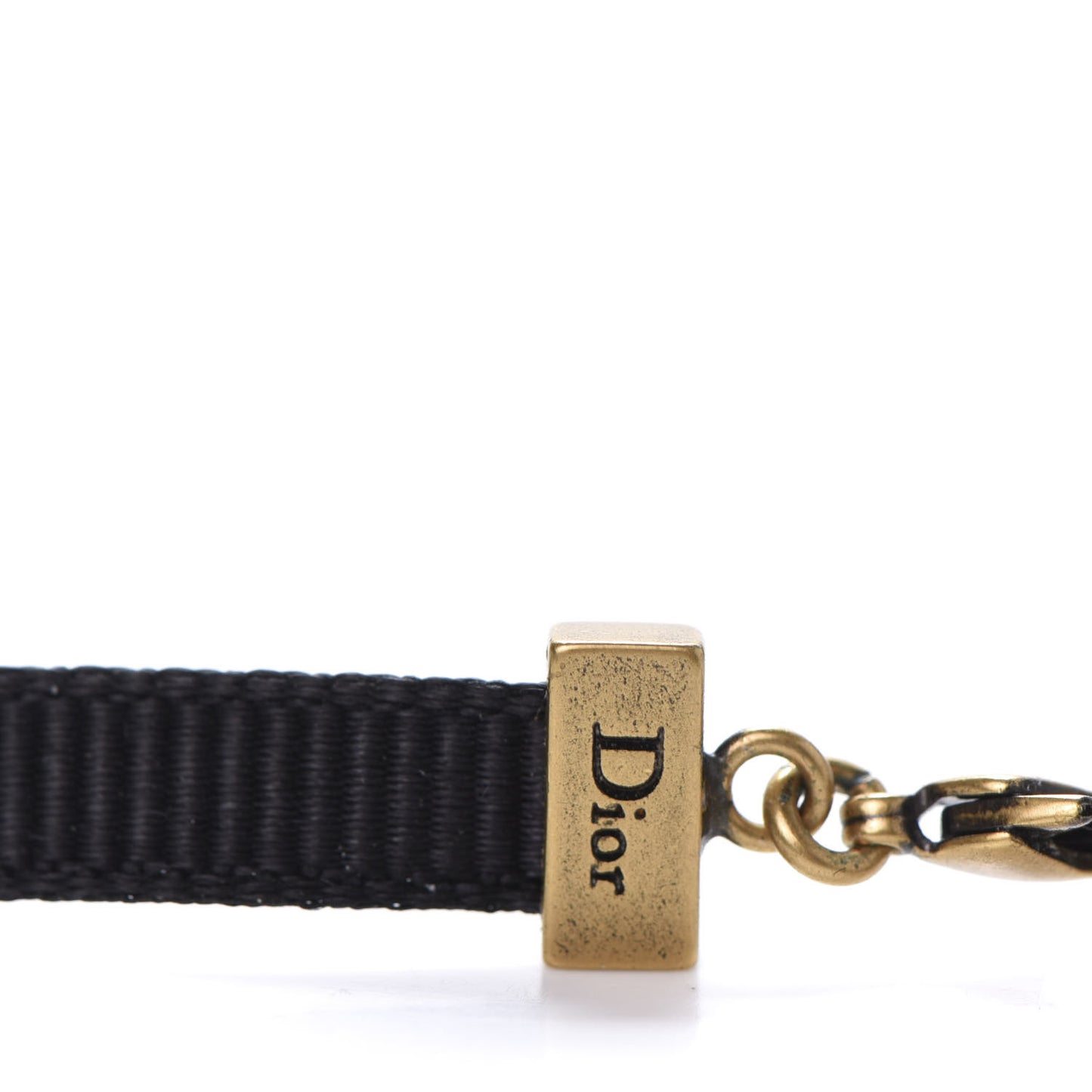 Grosgrain Ribbon Dior Logo Choker Necklace Black