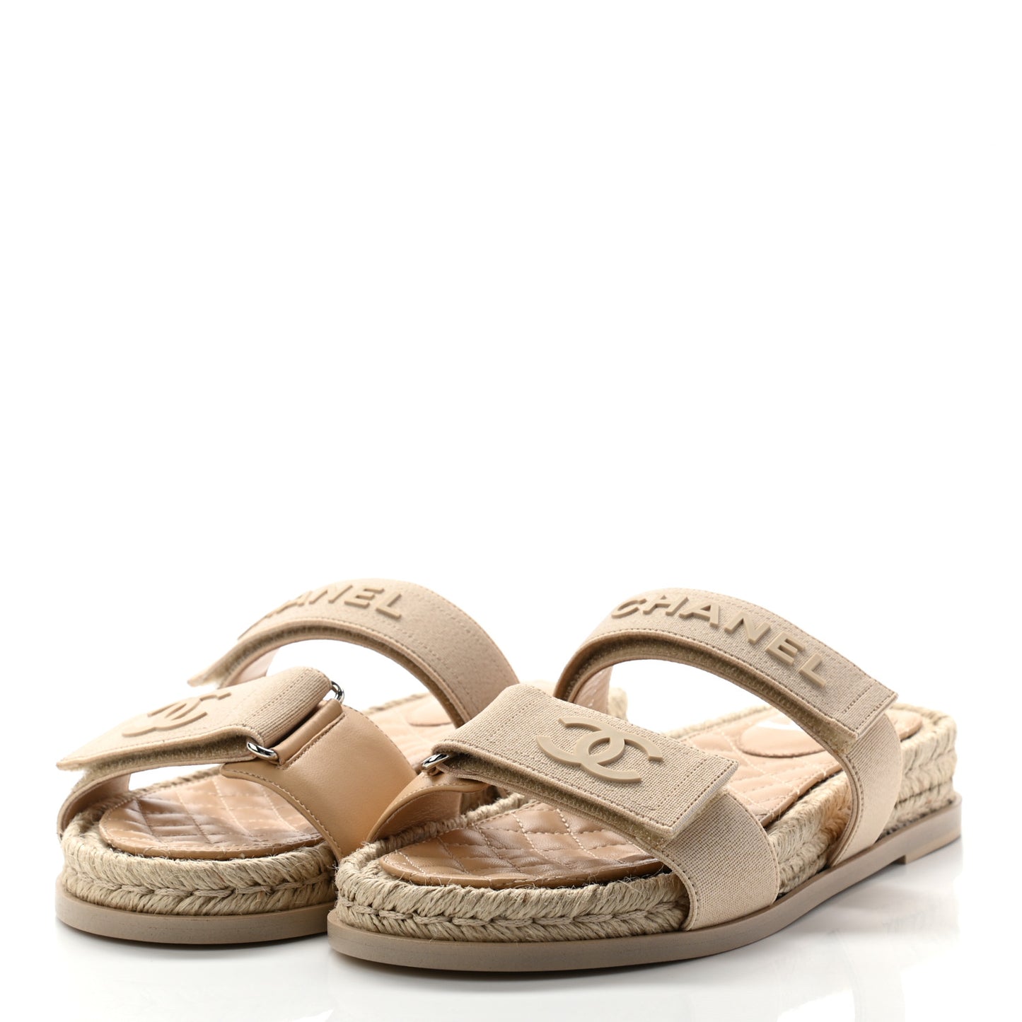 Grosgrain Lambskin Elastic Flat Mules 38 Beige