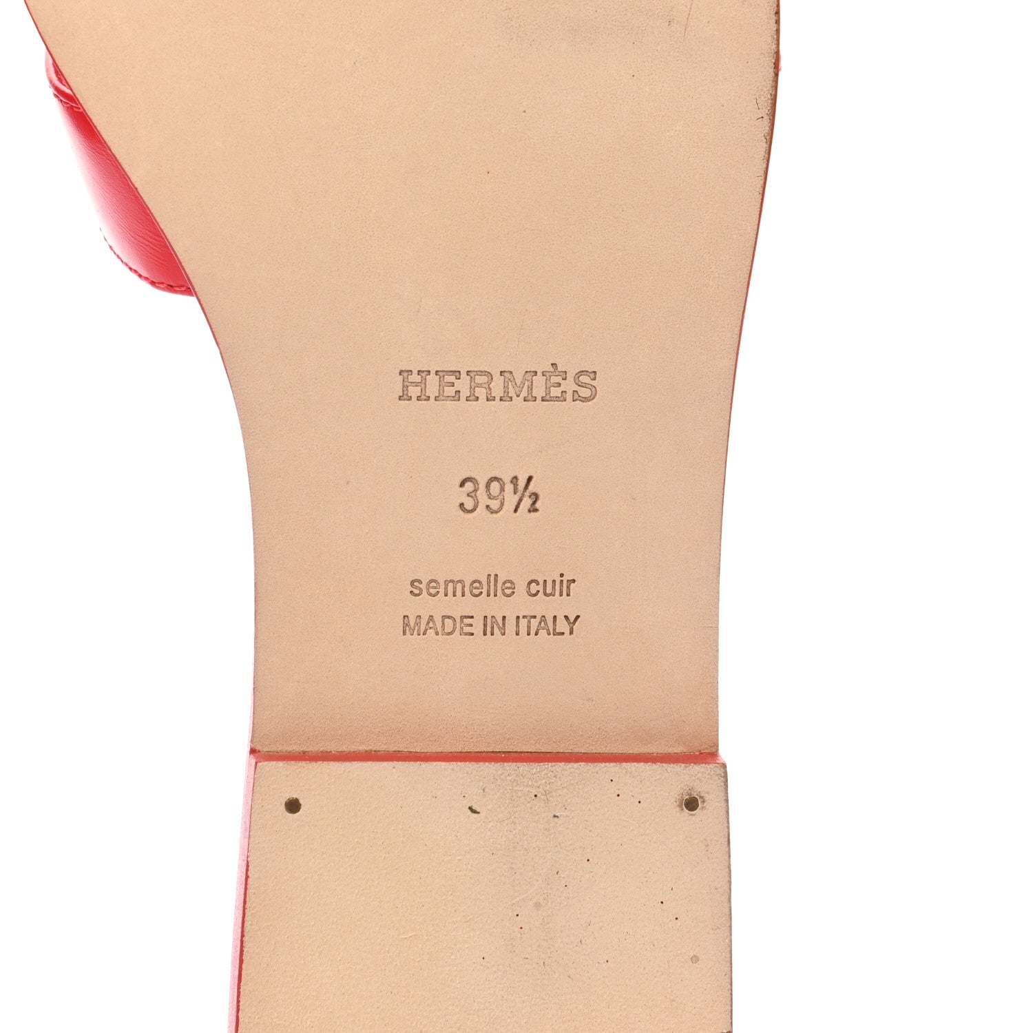 Hermes Calfskin Oran Sandals 39.5 Rouge Bali 17 of 30