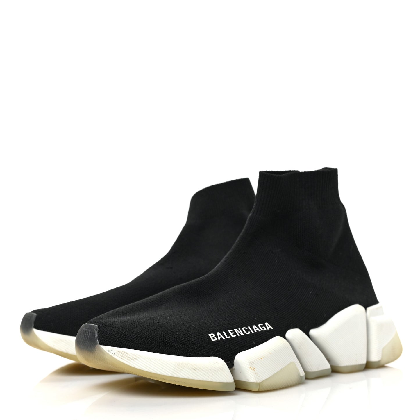 Technical 3D Recycled Knit Bi-Color Womens Speed 2.0 Transparent Sole Sneakers 37 Black White