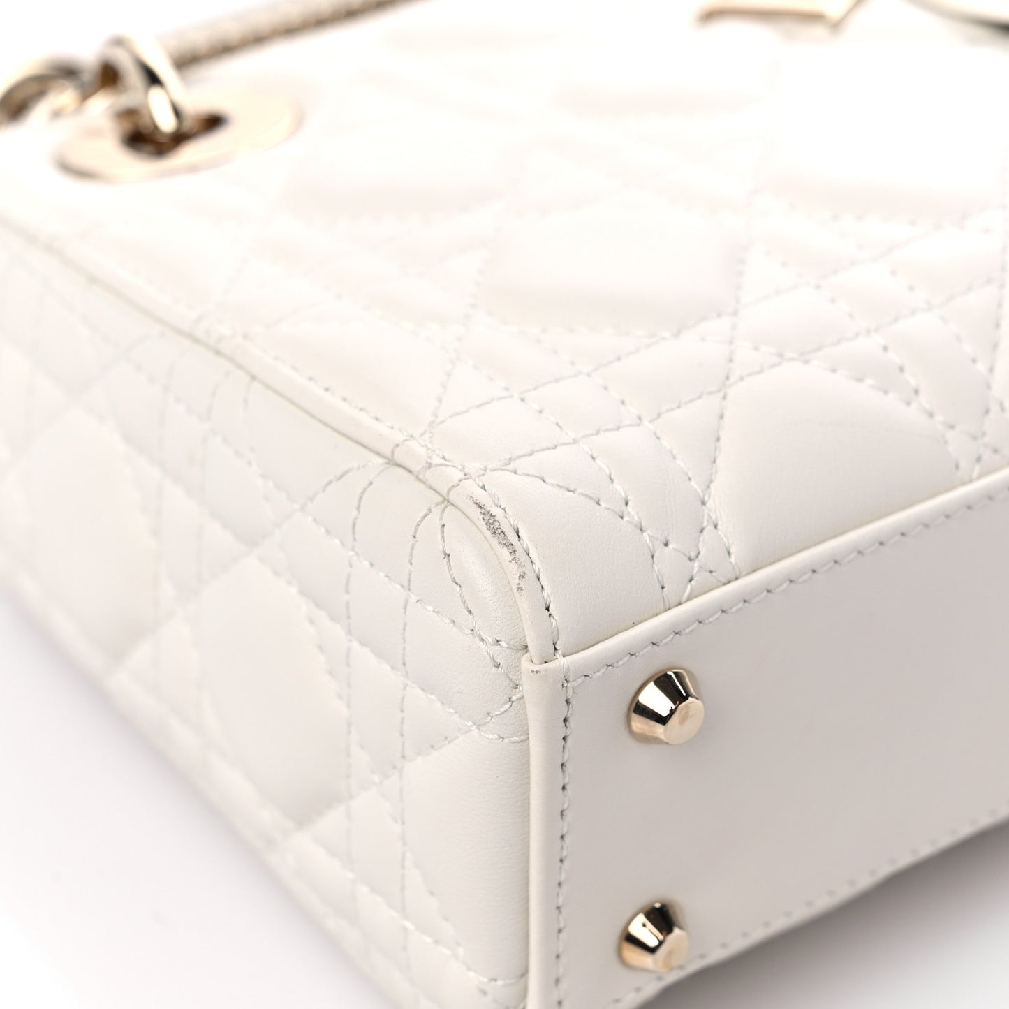 Lambskin Cannage Mini Lady Dior White