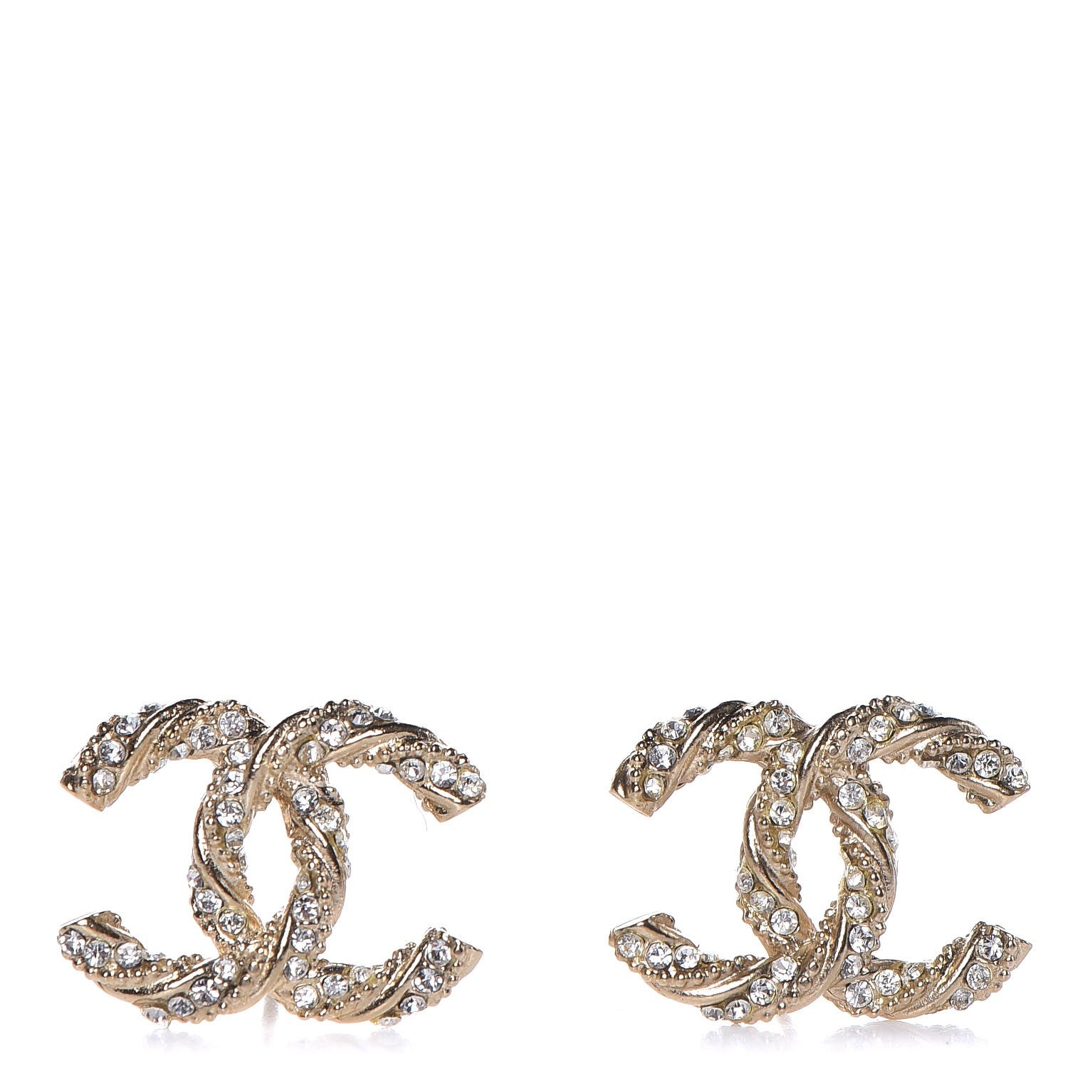 Chanel Crystal Twisted CC Earrings Gold 1 of 5